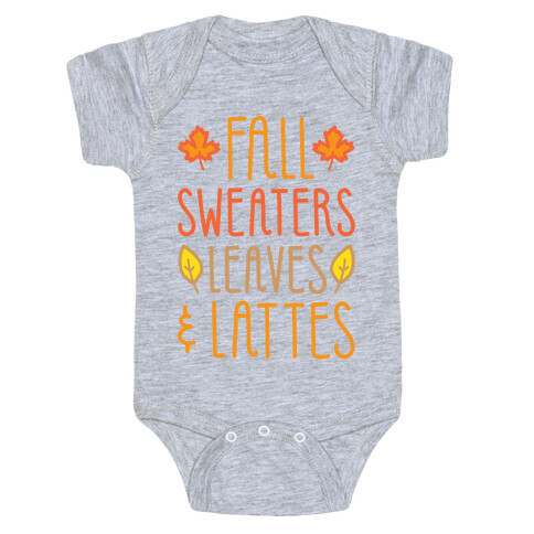 Fall Sweaters Leaves & Lattes (White) Baby One-Piece