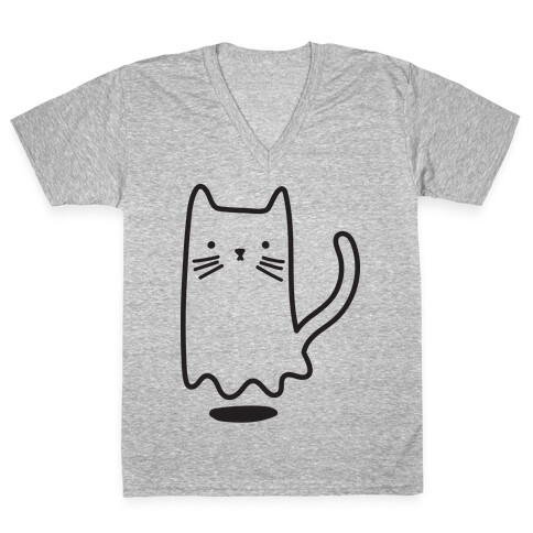 Ghost Cat V-Neck Tee Shirt