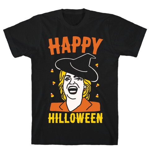 Happy Hilloween White Print T-Shirt