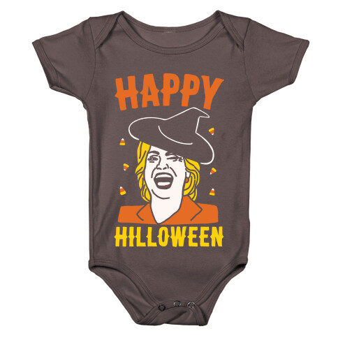 Happy Hilloween White Print Baby One-Piece