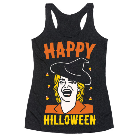 Happy Hilloween White Print Racerback Tank Top