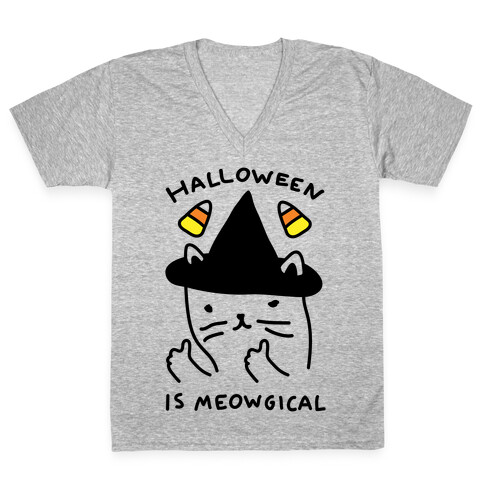 Halloween Is Meowgical V-Neck Tee Shirt