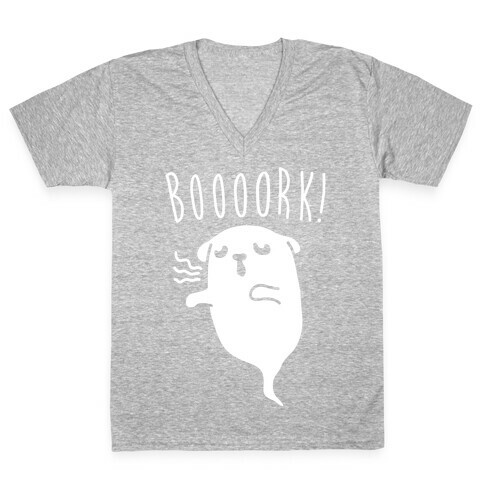 Dog Ghost White Print V-Neck Tee Shirt