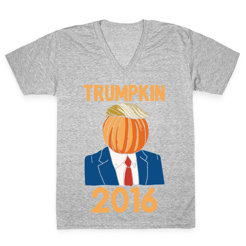 Trumpkin 2016 White Print V-Neck Tee Shirt