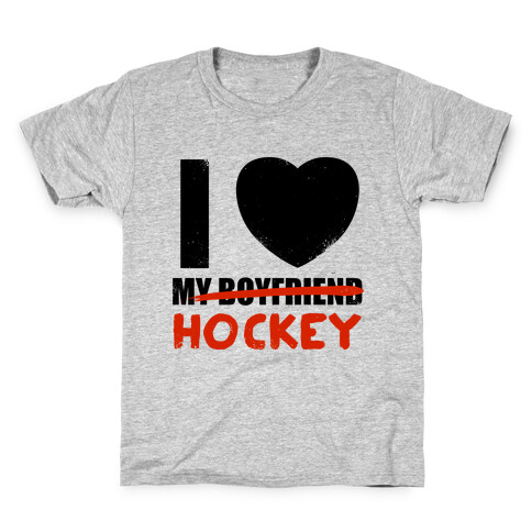 I Love Hockey More Than My Boyfriend Kids T-Shirt