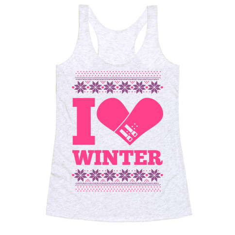 I Love Winter (Snowboard Heart) Racerback Tank Top