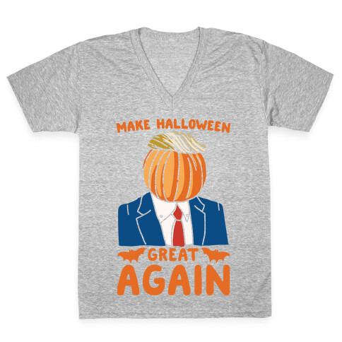 Make Halloween Great Again Parody White Print V-Neck Tee Shirt