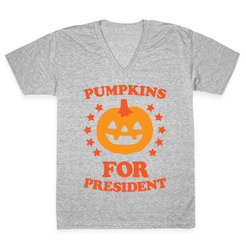 Pumpkins For President V-Neck Tee Shirt