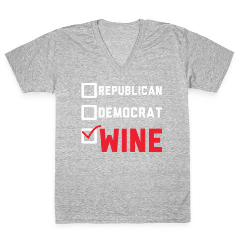 Republican Democrat Wine wht V-Neck Tee Shirt