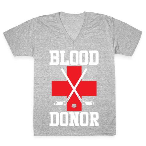 Blood Donor Hockey V-Neck Tee Shirt