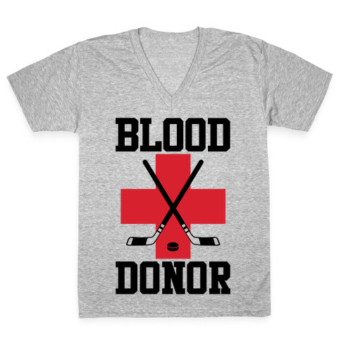 Blood Donor Hockey V-Neck Tee Shirt