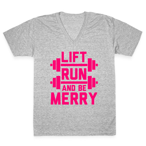 Lift, Run, And Be Merry V-Neck Tee Shirt