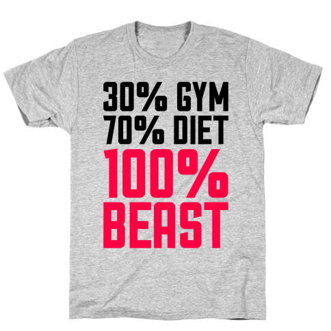 30% Gym, 70% Diet, 100% BEAST T-Shirt