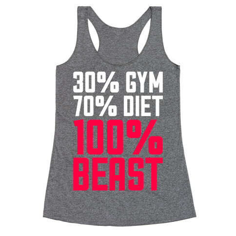 30% Gym, 70% Diet, 100% BEAST Racerback Tank Top