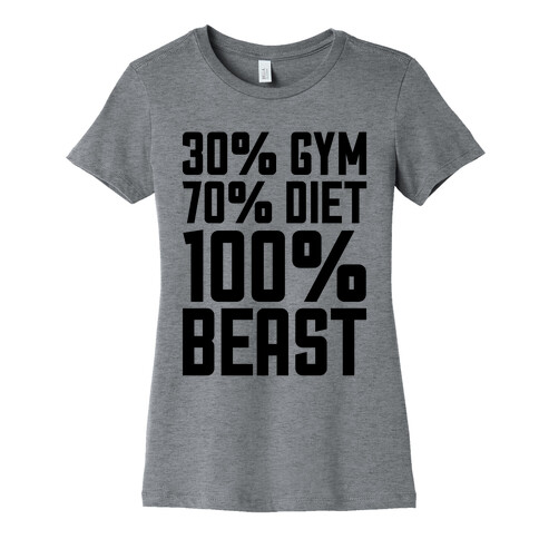30% Gym, 70% Diet, 100% BEAST Womens T-Shirt