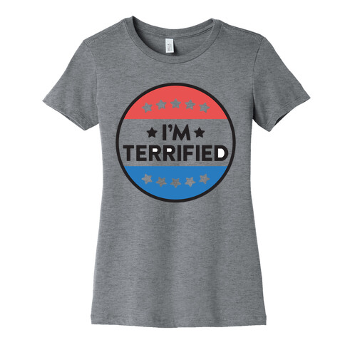 I'm Terrified Political Button Womens T-Shirt