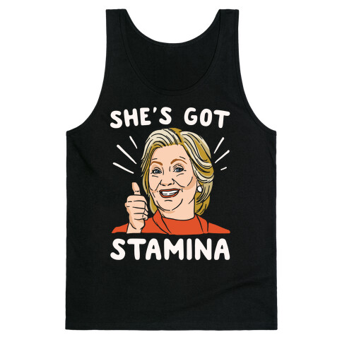 Hillary's Got Stamina White Print Tank Top