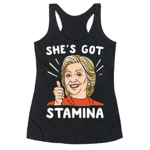 Hillary's Got Stamina White Print Racerback Tank Top