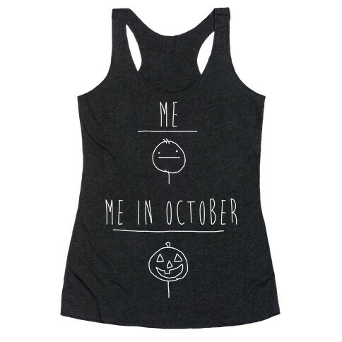 Me In October White Print Racerback Tank Top