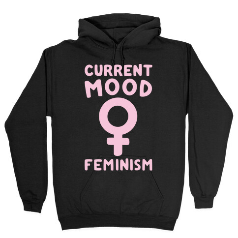 Current Mood Feminism White Print Hooded Sweatshirt
