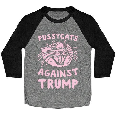 Pussycats Against Trump White Print Baseball Tee