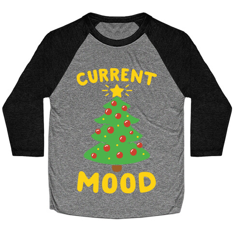 Current Mood Christmas White Print Baseball Tee