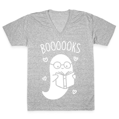 Boooooks (White) V-Neck Tee Shirt