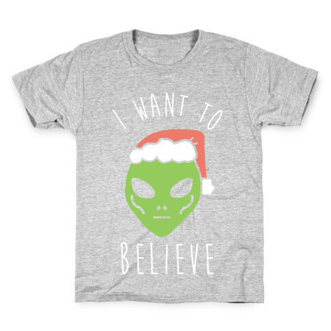 Christmas Alien I Want To Believe Kids T-Shirt