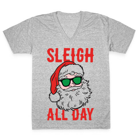 Sleigh All Day Santa V-Neck Tee Shirt