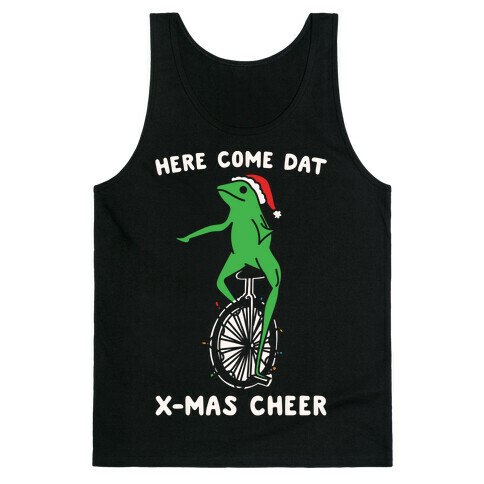 Here Come Dat X-mas Cheer White Print Tank Top