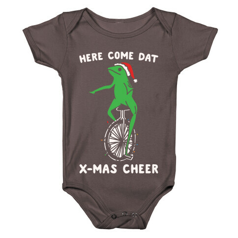Here Come Dat X-mas Cheer White Print Baby One-Piece