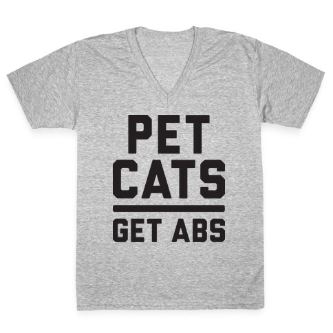 Pet Cats Get Abs V-Neck Tee Shirt