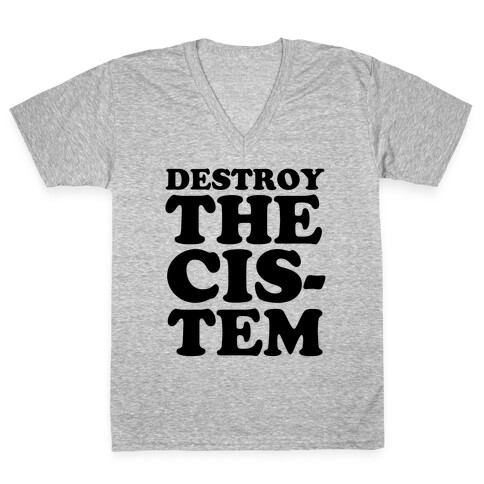 Destroy the Cis-tem V-Neck Tee Shirt