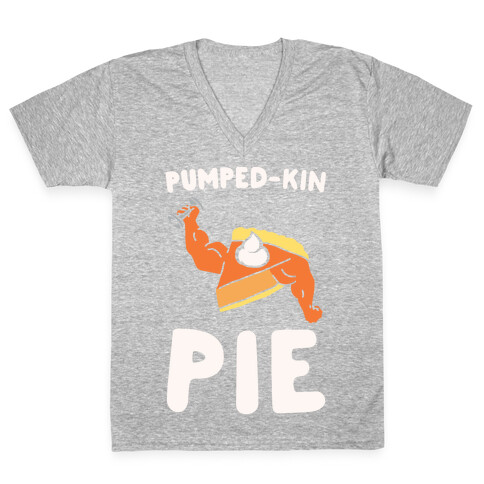 Pumped-kin Pie White Print  V-Neck Tee Shirt