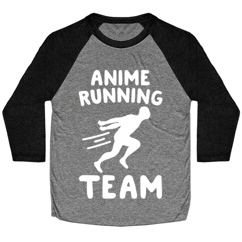 Anime Running Team White Print Baseball Tee