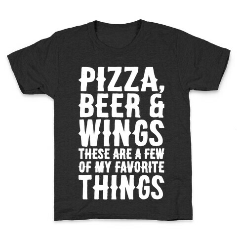 Pizza Beer & Wings White Font  Kids T-Shirt