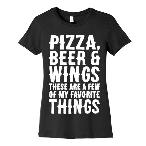 Pizza Beer & Wings White Font  Womens T-Shirt