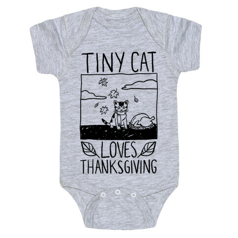 Tiny Cat Loves Thanksgiving Baby One-Piece