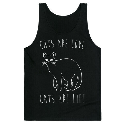 Cats Are Love Cats Are Life White Print Tank Top