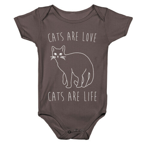 Cats Are Love Cats Are Life White Print Baby One-Piece