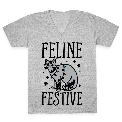 Feline Festive  V-Neck Tee Shirt