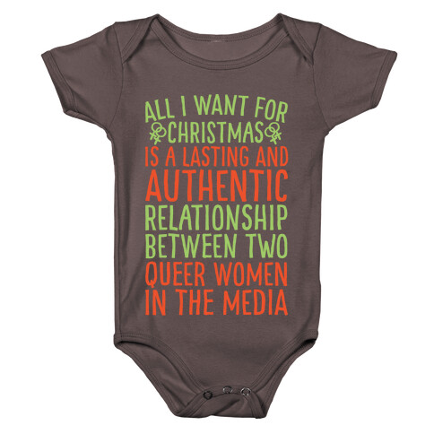 All I Want For Christmas Parody Queer Women Relationships White Print Baby One-Piece