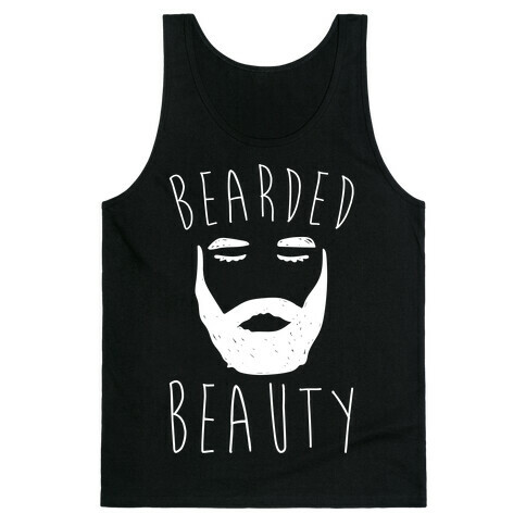 Bearded Beauty White Print Tank Top