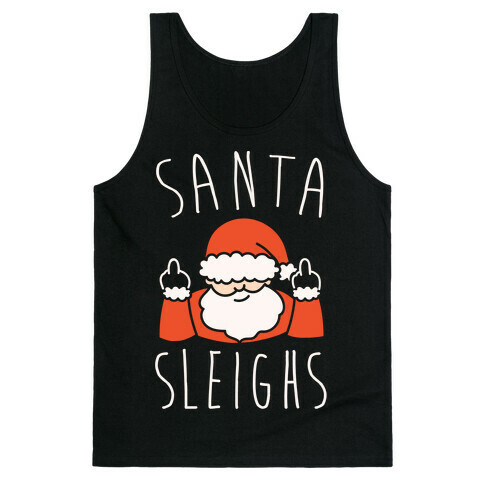 Santa Sleighs Parody White Print Tank Top