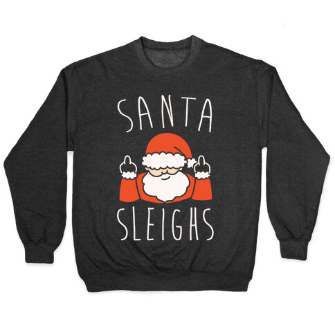 Santa Sleighs Parody White Print Pullover