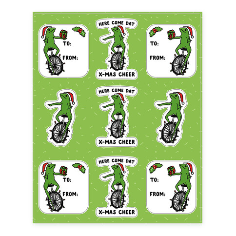 Here Come Dat Boi Christmas Gift Tag Sticker Sheet Stickers and Decal Sheet