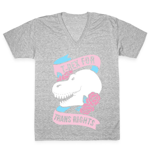 T- Rex for Trans Rights V-Neck Tee Shirt