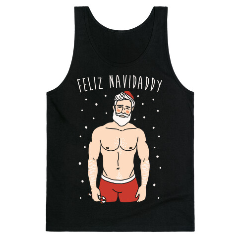 Feliz Navidaddy Parody White Print Tank Top