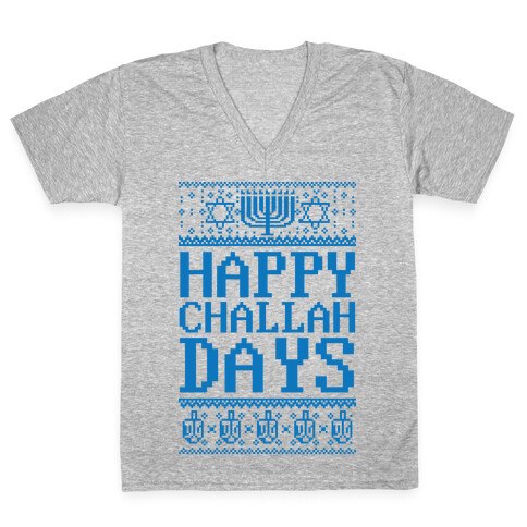 Happy Challah Days V-Neck Tee Shirt