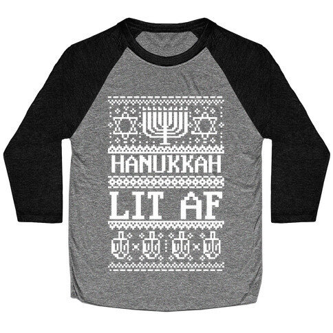 Hanukkah Lit AF Baseball Tee